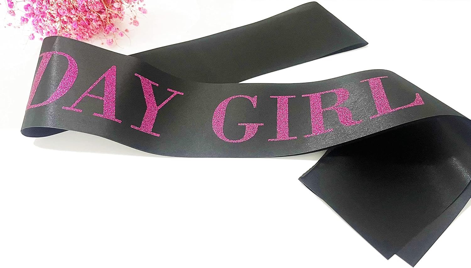 Birthday Sash for Women with Pink Glitter Letters