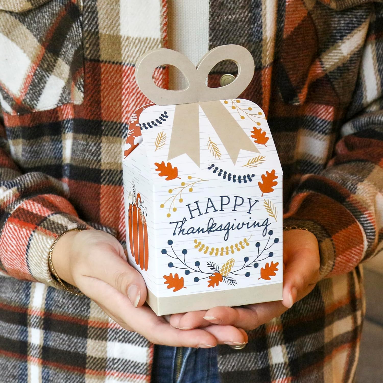 Big Dot of Happiness Happy Thanksgiving Bow Boxes Set of 12