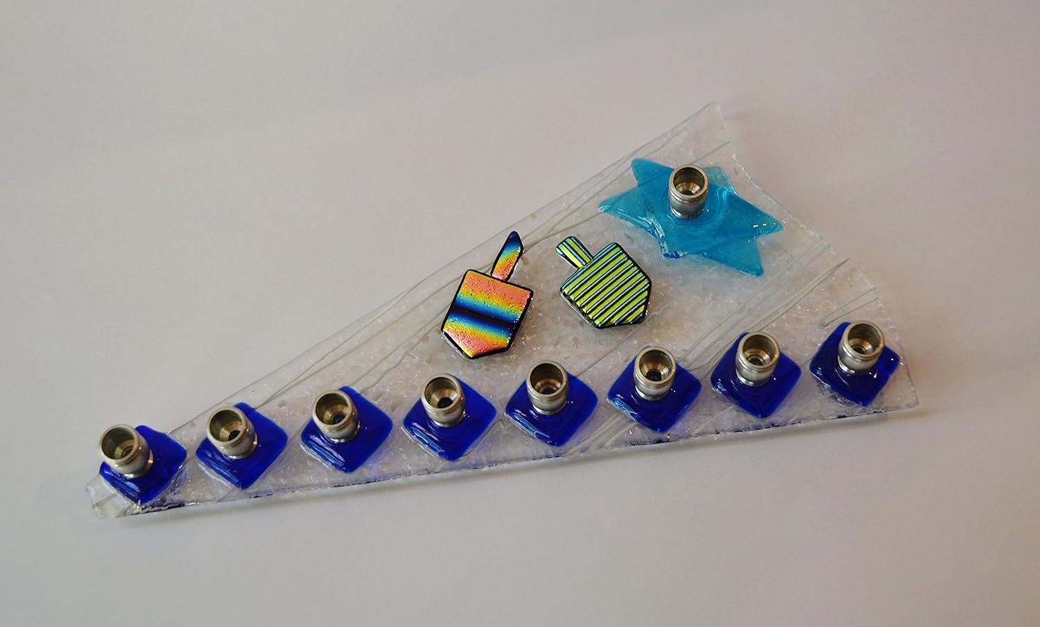 Handmade Dreidel Menorah by YafitGlass