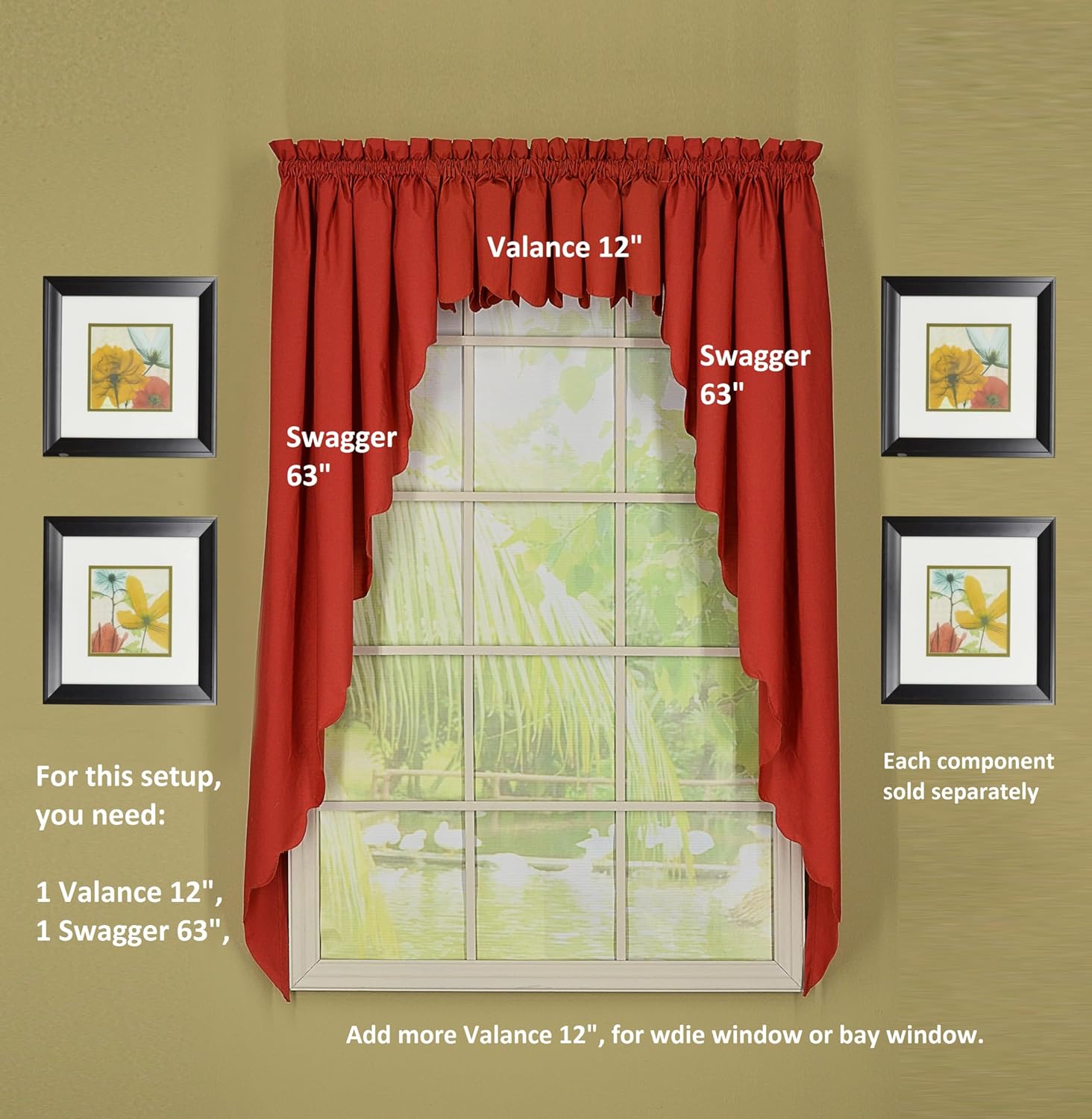 Todays Curtain CA2003K Orleans 38 Inch Swag Pair Tambour Scallop Edge Curtain