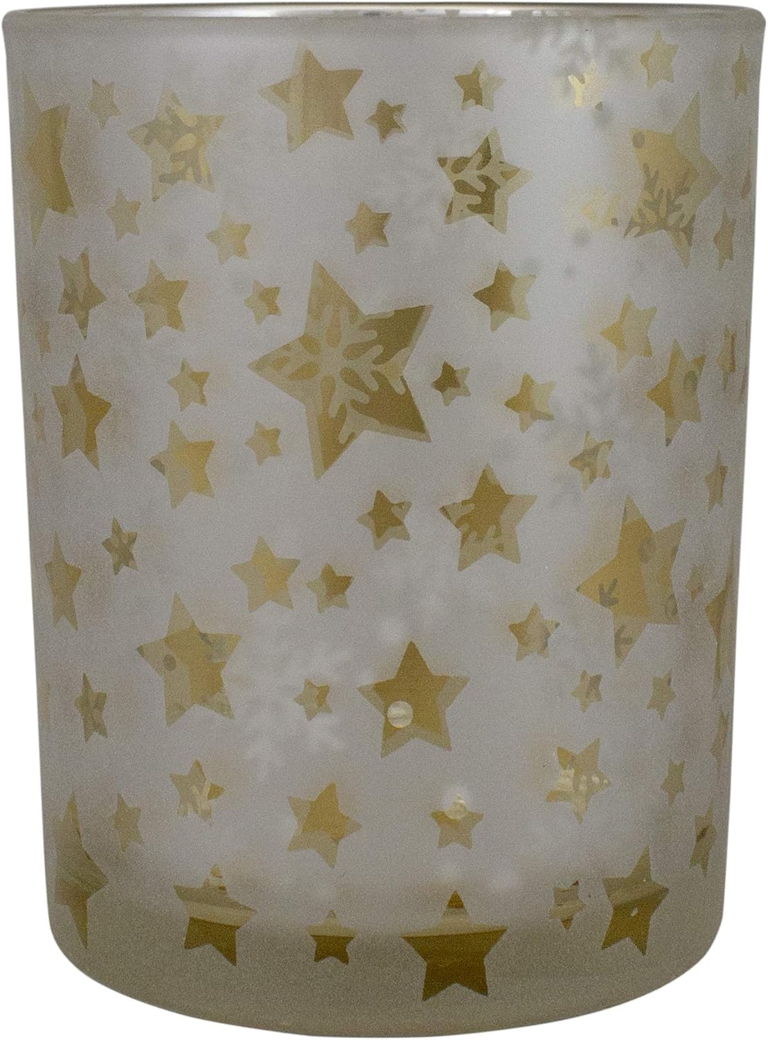 5 Inch Matte Silver Gold Stars and Snowflakes Candle Holder