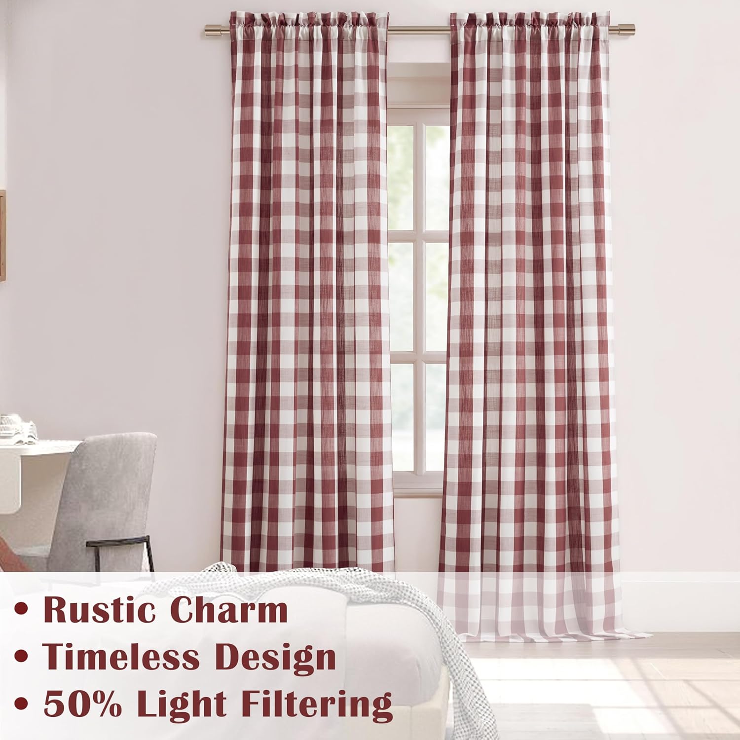 Red Buffalo Plaid Check Curtain Panels 40x84