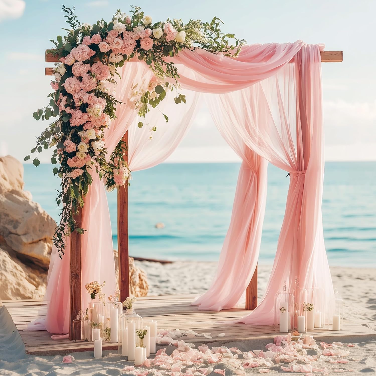 RYB HOME Long Sheer Curtains Scarf for Wedding Canopy Bed Kids Room