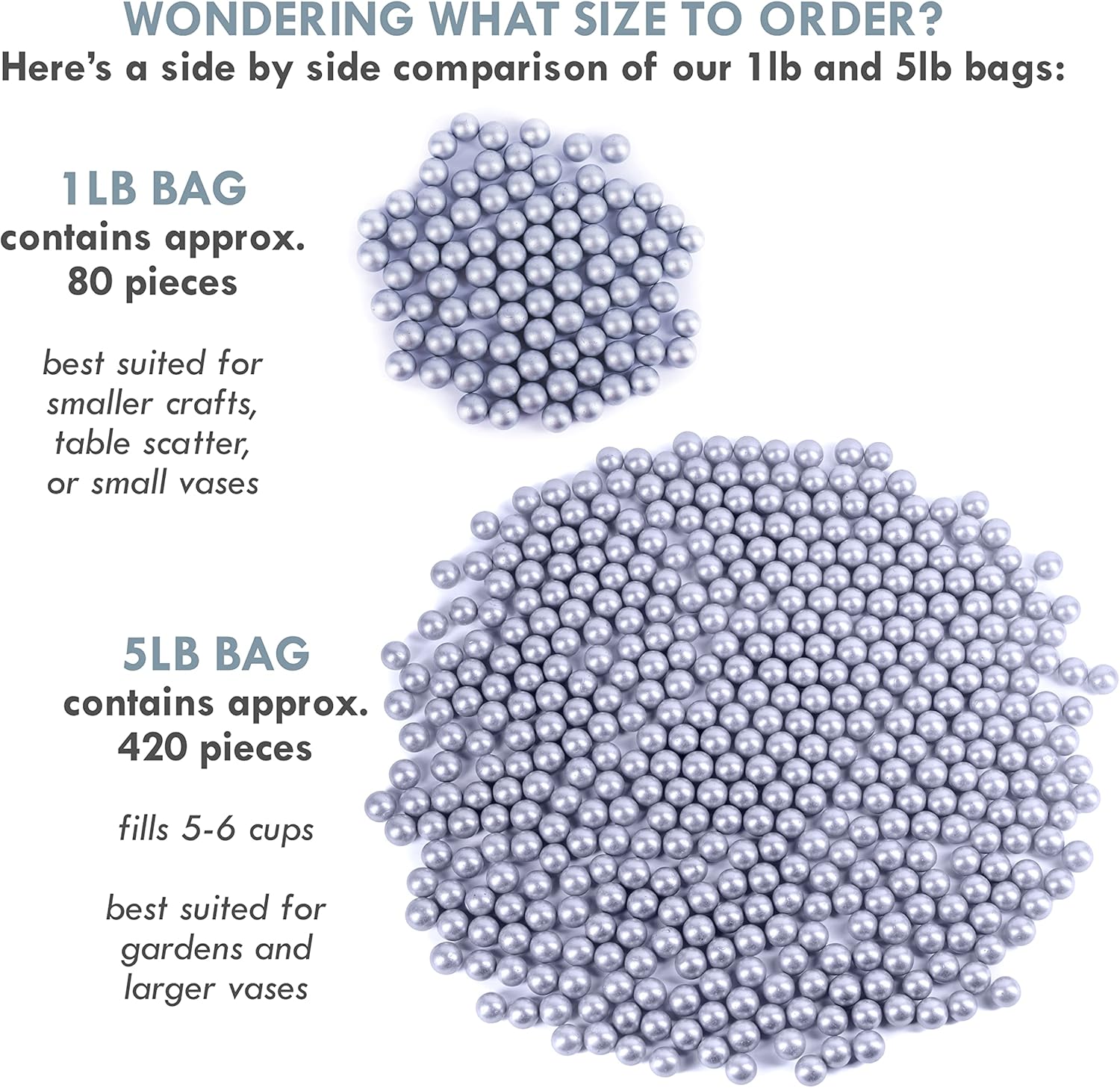 Galashield Silver Marbles 1lb - 80pcs Vase Fillers