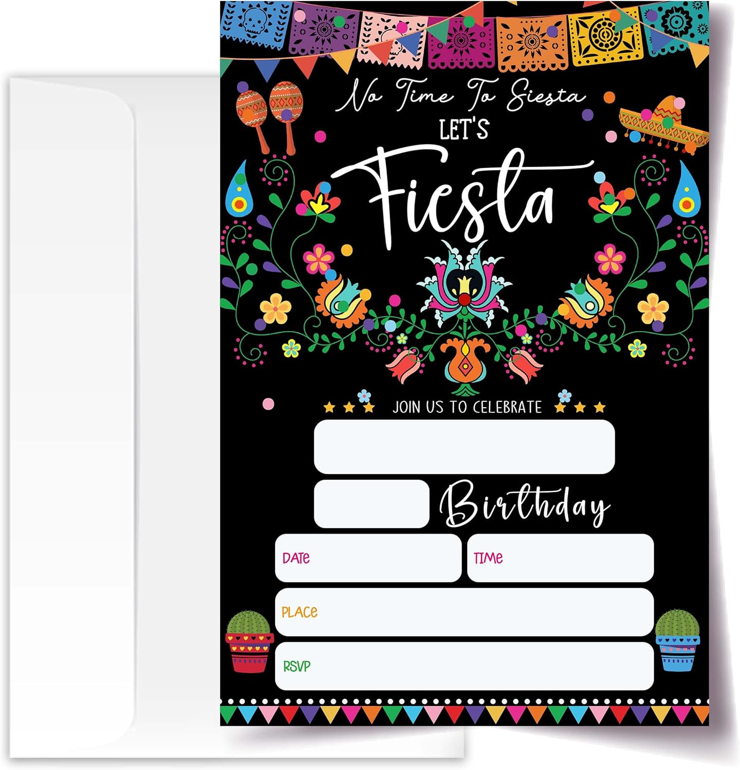 Fiesta Birthday Invitations with Envelopes Pack of 20