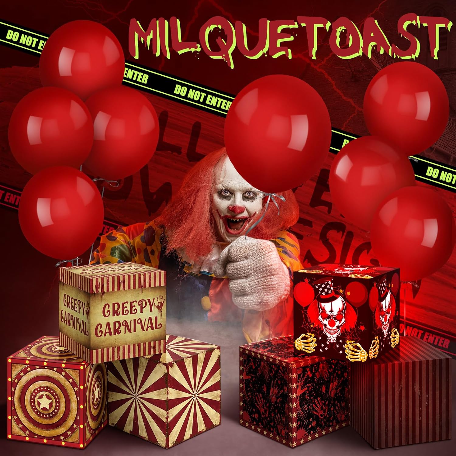 Wettarn 6 Pcs Halloween Circus Clown Decorations
