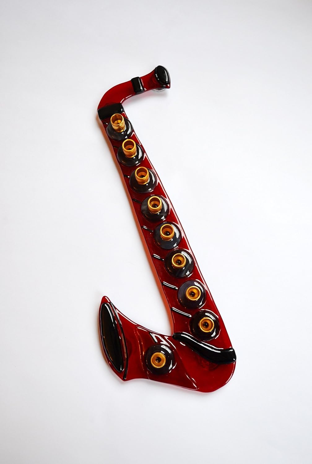 Red Saxophone Glass Menorah by YafitGlass 1