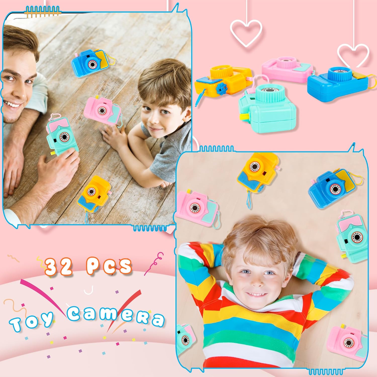 32 Pcs Mini Plastic Camera Toy Set for Kids