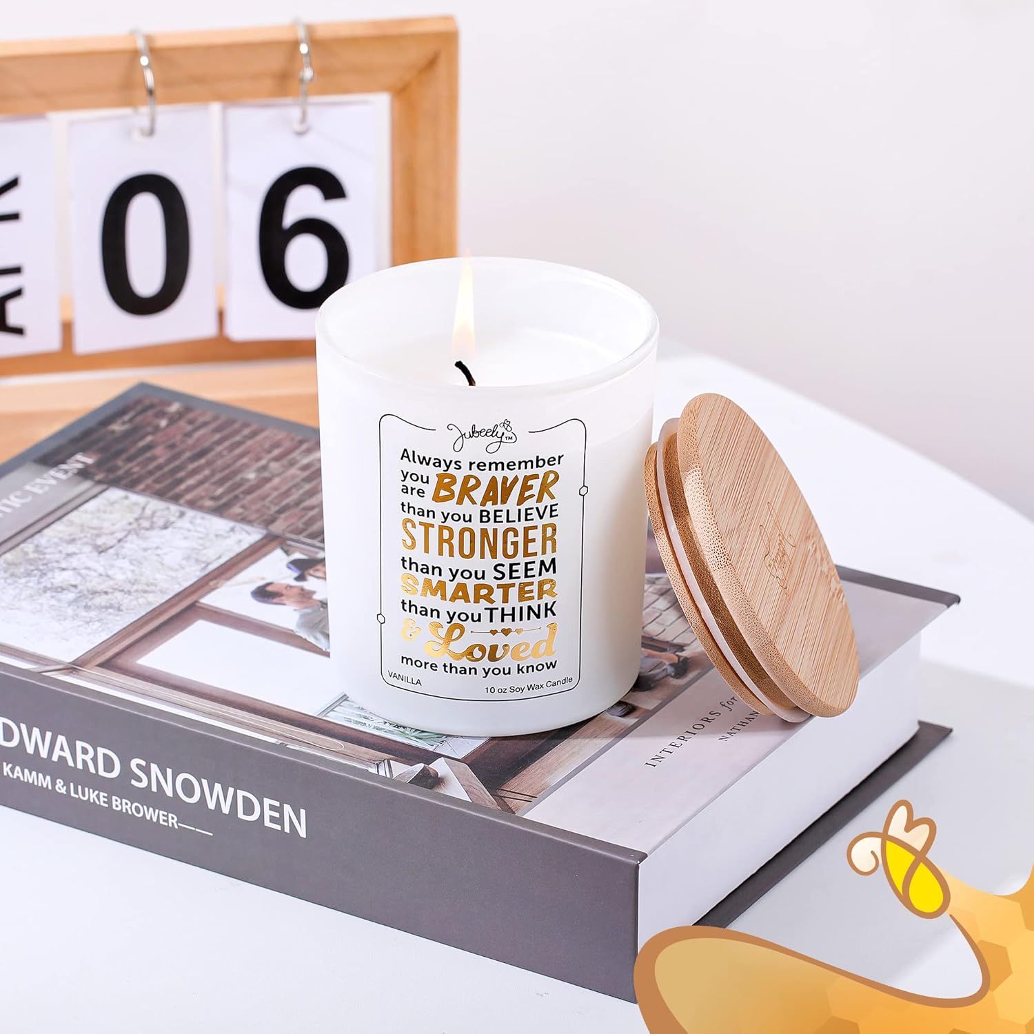 Inspirational Vanilla Soy Candle for Women Christmas Gift with Bravery Message