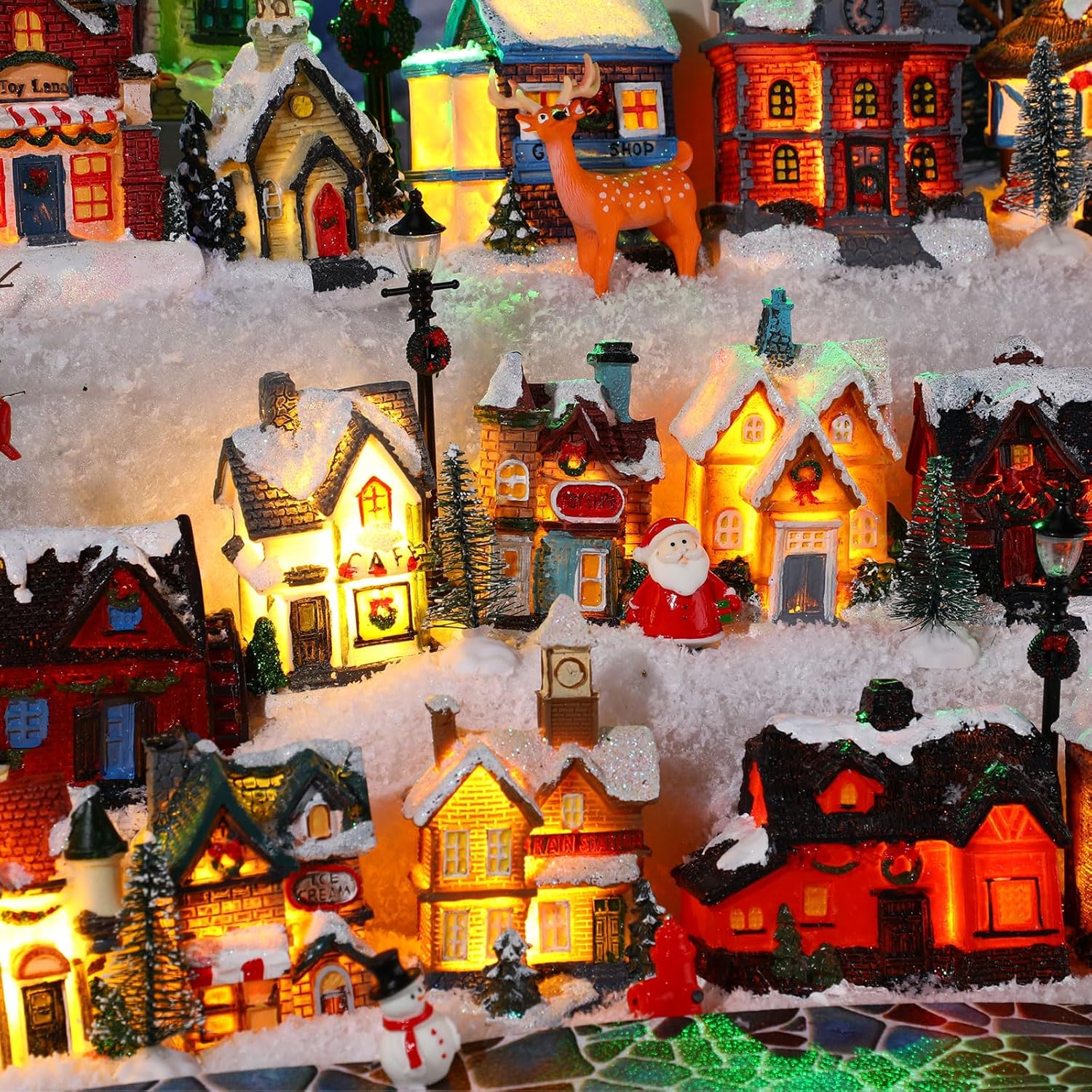 Kajaia 24 Piece Christmas Village Houses Set with LED Lights
