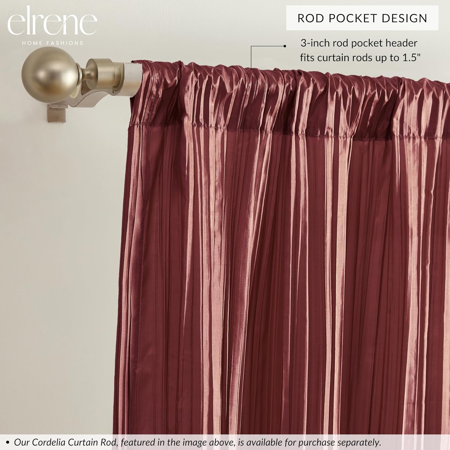 Elrene Home Fashions Athena Faux Crushed Silk Curtain Panel Set