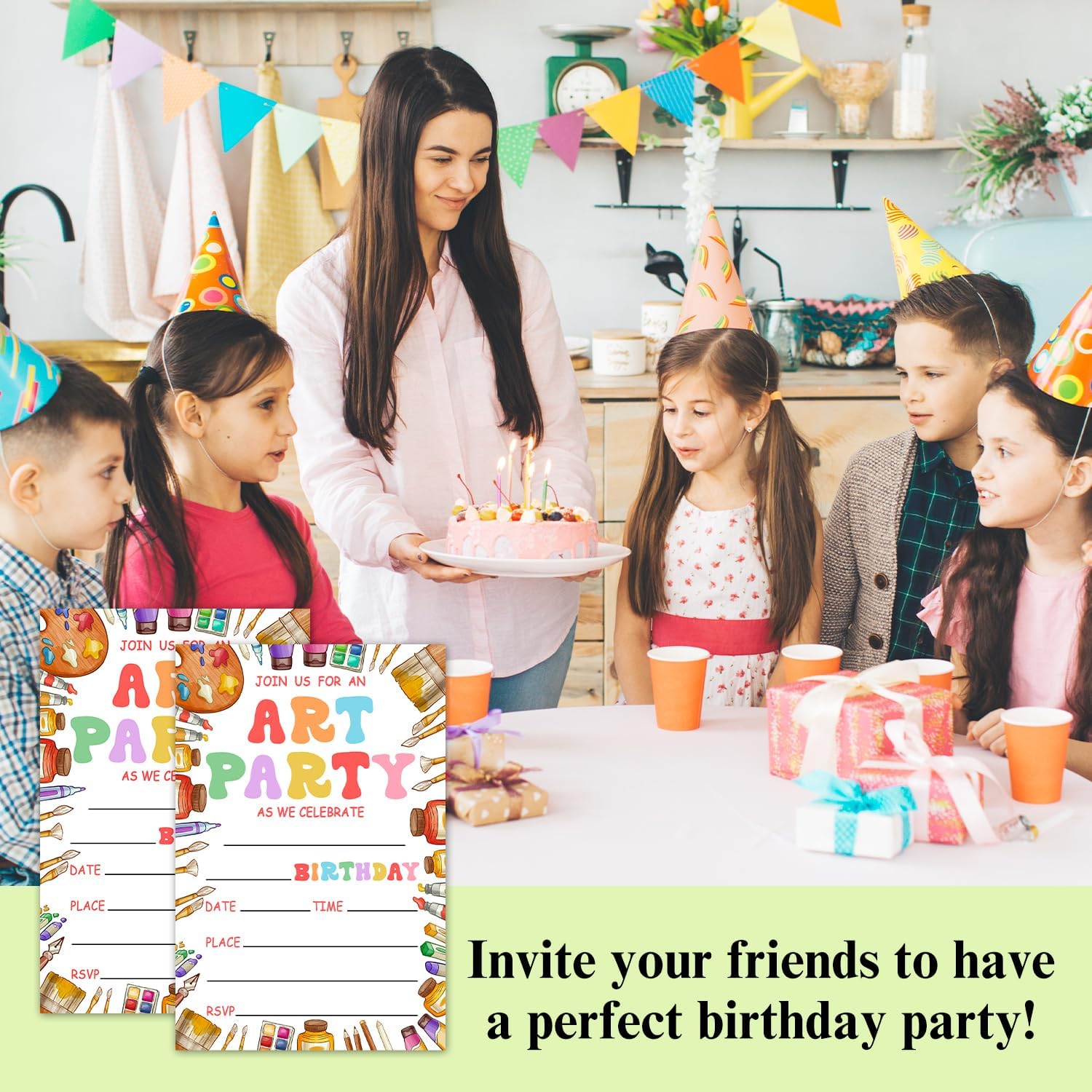 Art Party Invitations with Envelopes for 20 Guests