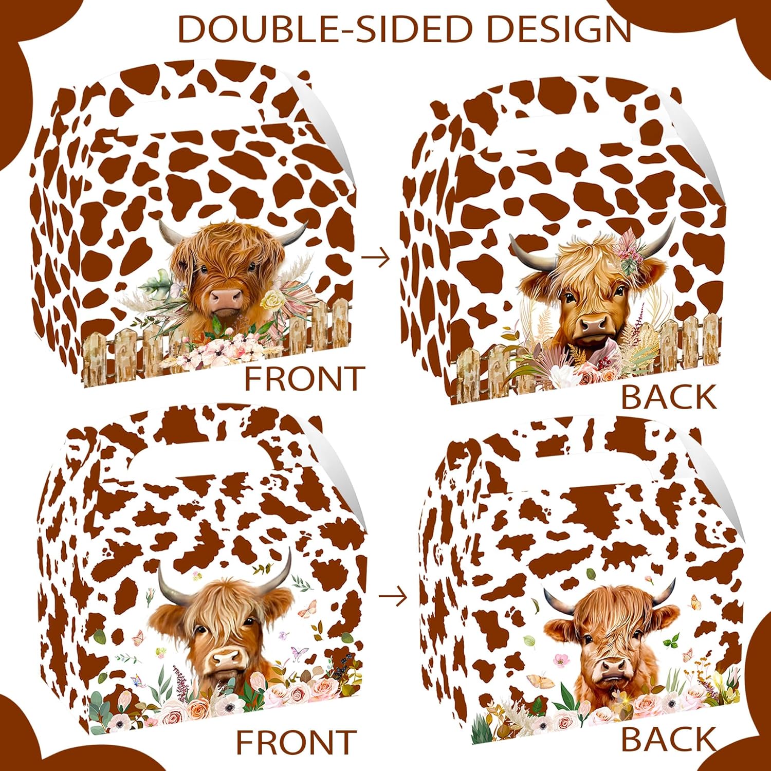 JeVenis 12 Piece Highland Cow Party Favor Set