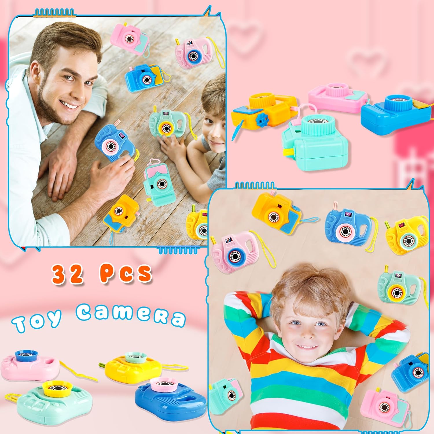 Hoarost 32 Pcs Mini Toy Camera Bulk Set for Kids