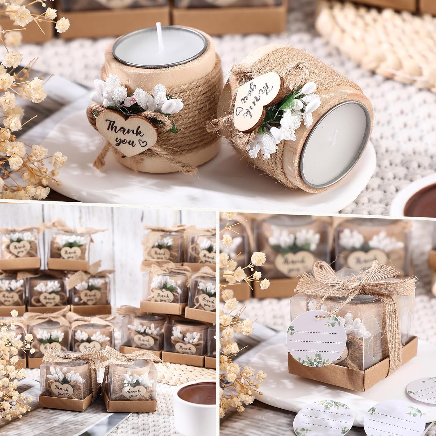 Retisee Wood Candle Holders 16 Sets Wedding Favors