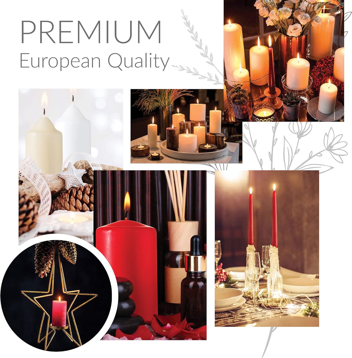 SPAAS Rustic White Pillar Candles Set of 4