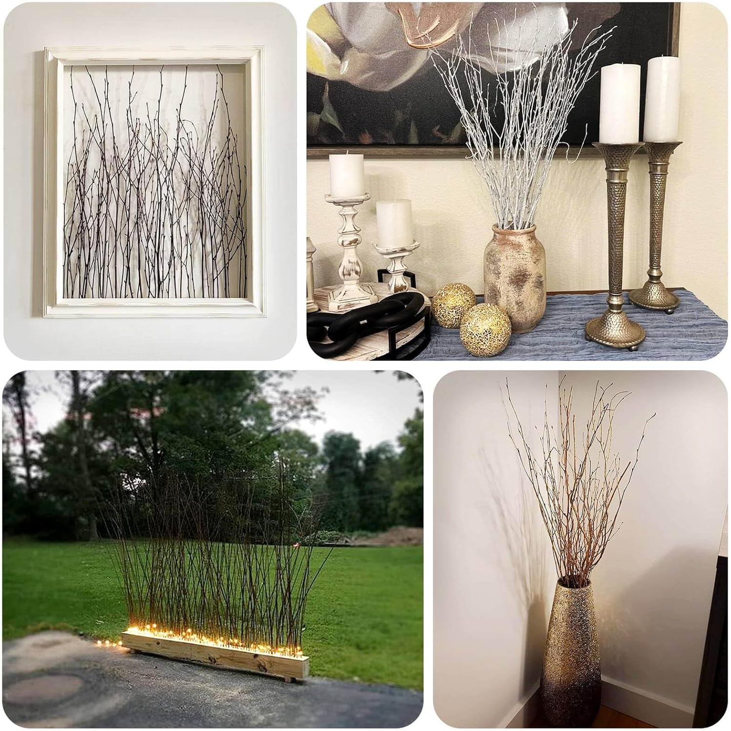 Efavormart 6 Pack Metallic Silver Birch Tree Vase Fillers