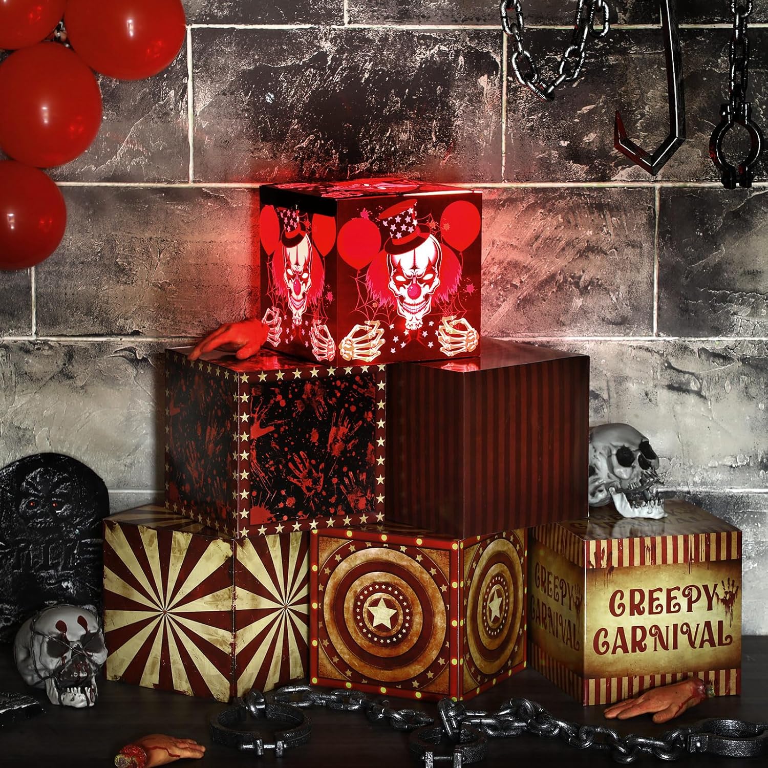 Wettarn 6 Pcs Halloween Circus Clown Decorations