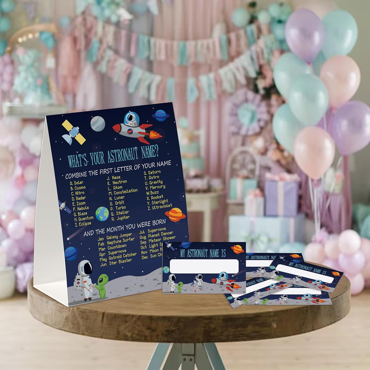 Whats Your Astronaut Name Card Game for Baby Showers