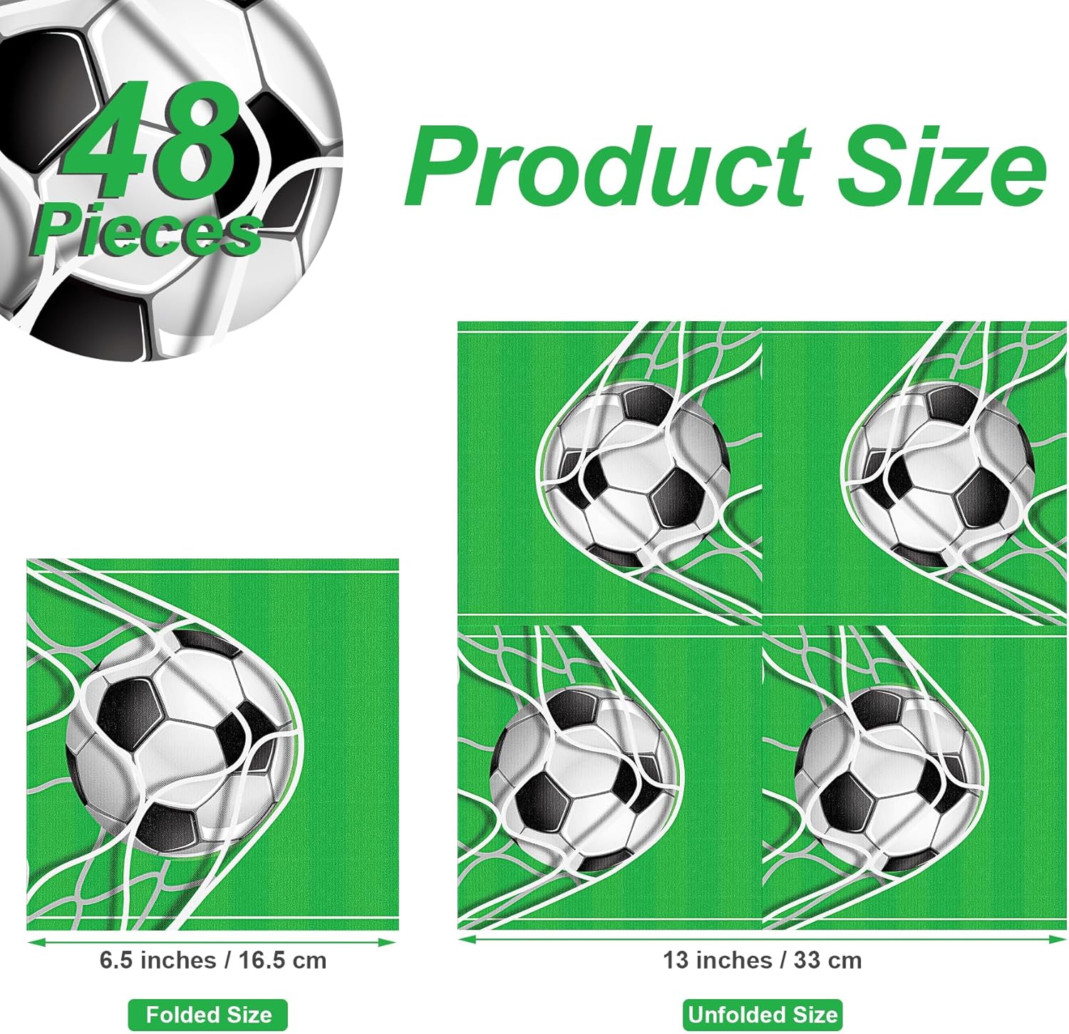 Aodaer 48 Piece Soccer Themed Paper Napkins