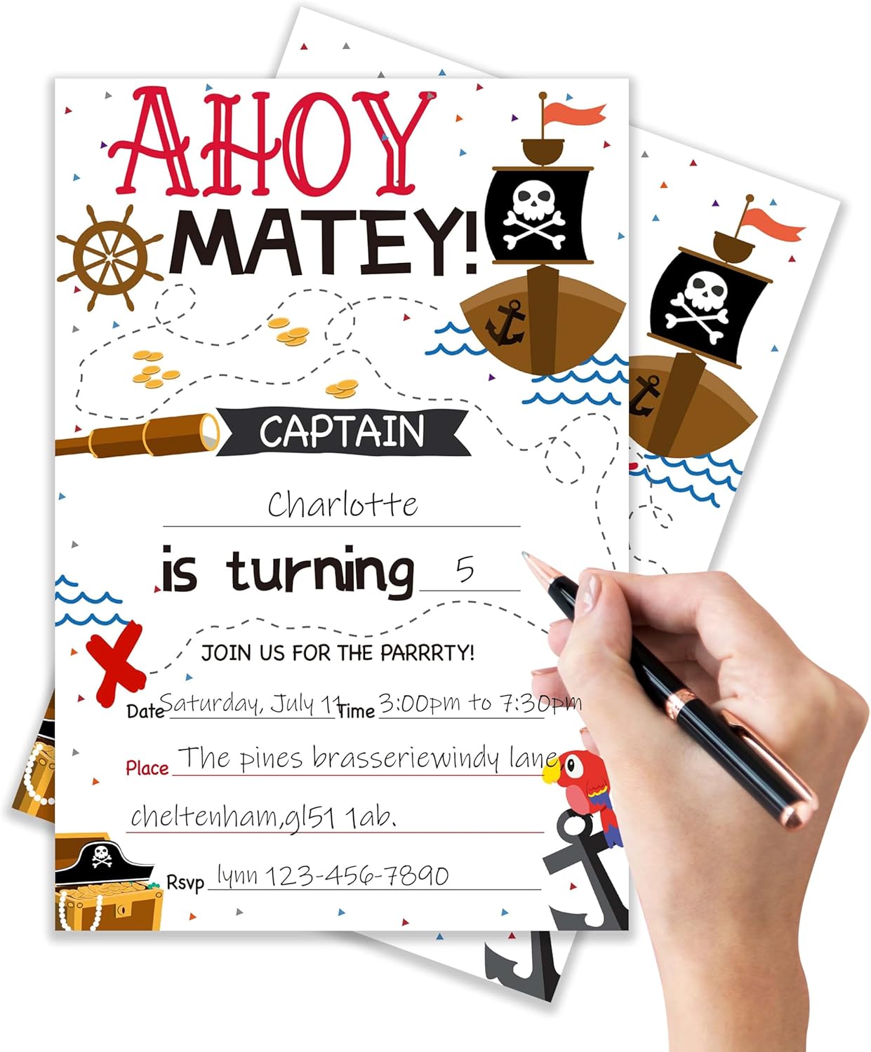 Pirate Birthday Invites with Envelopes Pack of 20