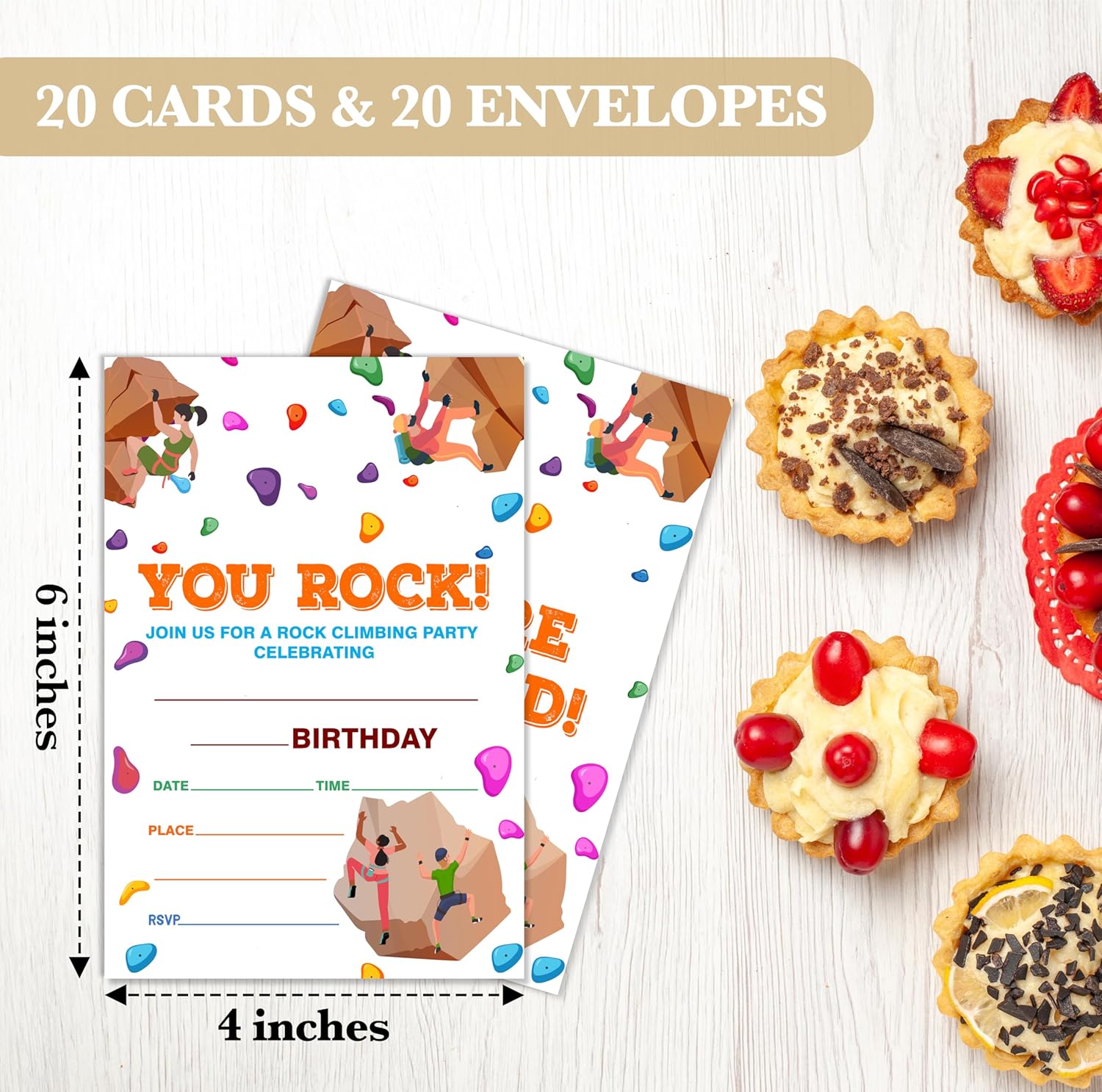 Climbing Birthday Invitations With Envelopes 20 Pack