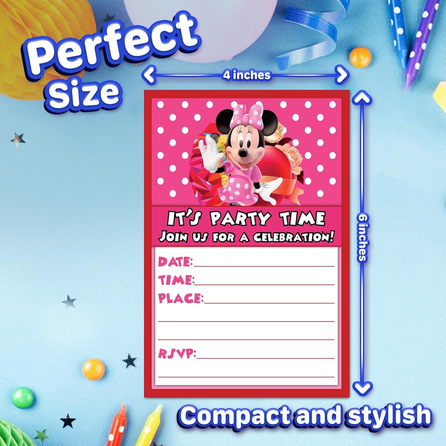 Set of 20 Birthday Invitation Cards Envelopes for Kids