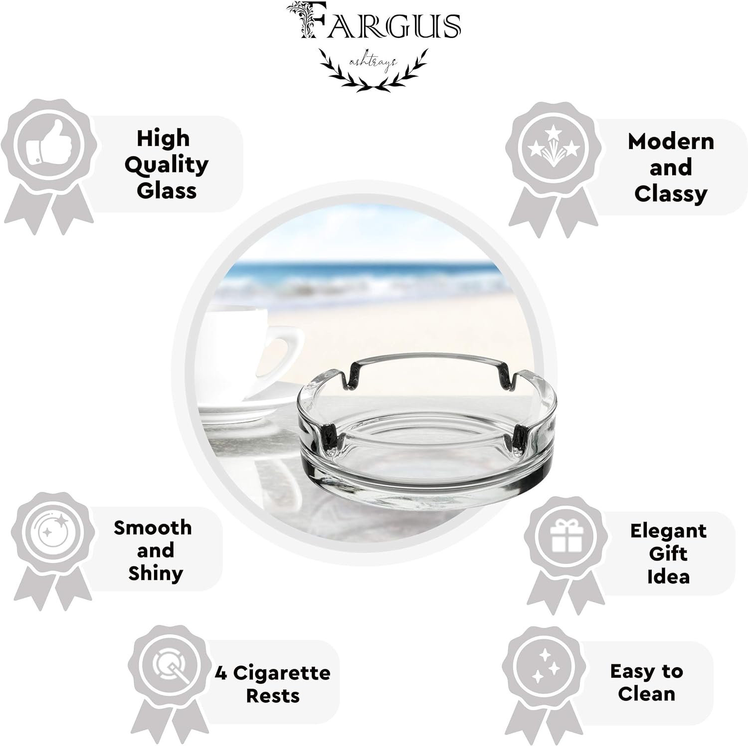 Fargus Glass Ashtrays for Cigarettes Pack of 2