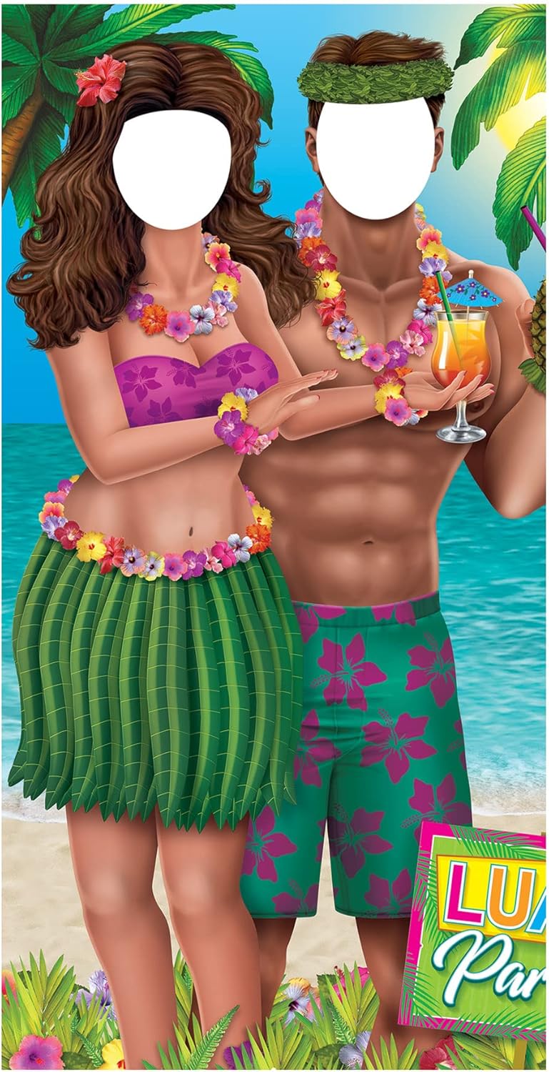 Beistle Life-Size Tropical Couples Photo Booth Prop