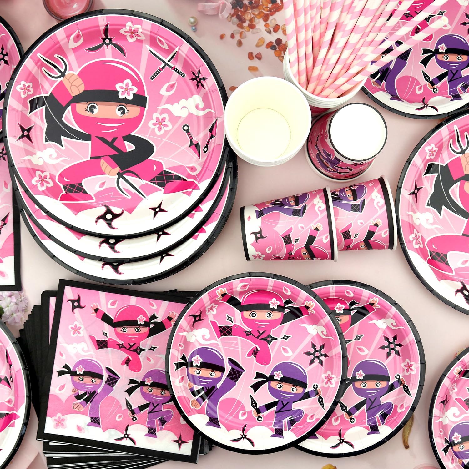 Ninja Girl Party Platters Set of 20