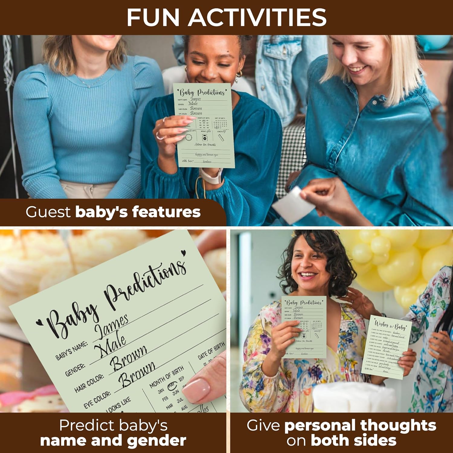 30 Piece Baby Prediction Cards for Baby Shower