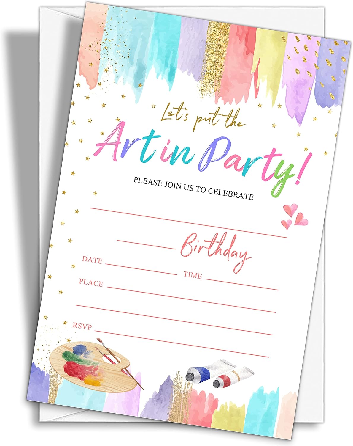 Art Birthday Party Invitations 20 Count with Envelopes