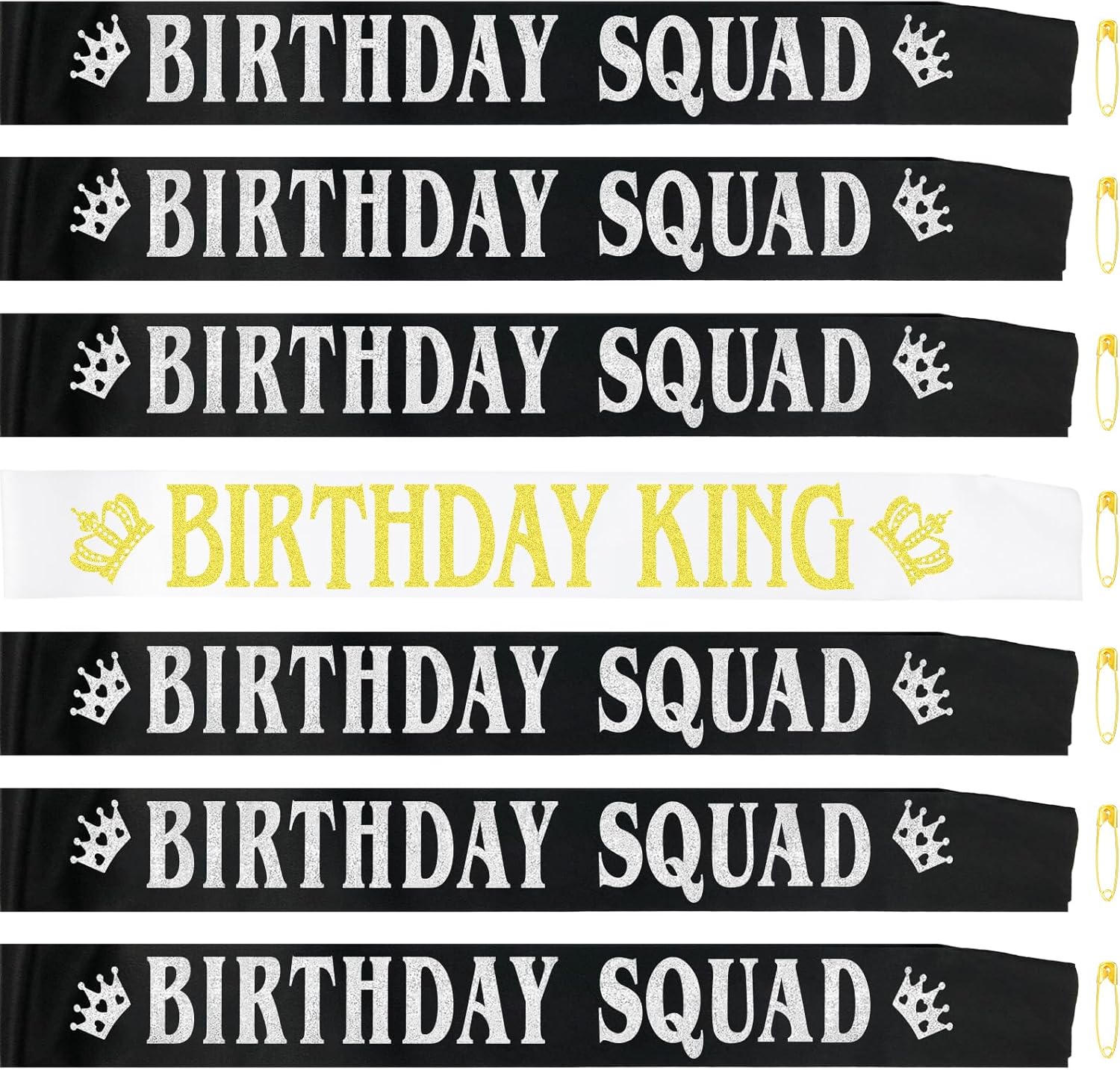 7 Pcs Birthday King Sashes for Men or Boy