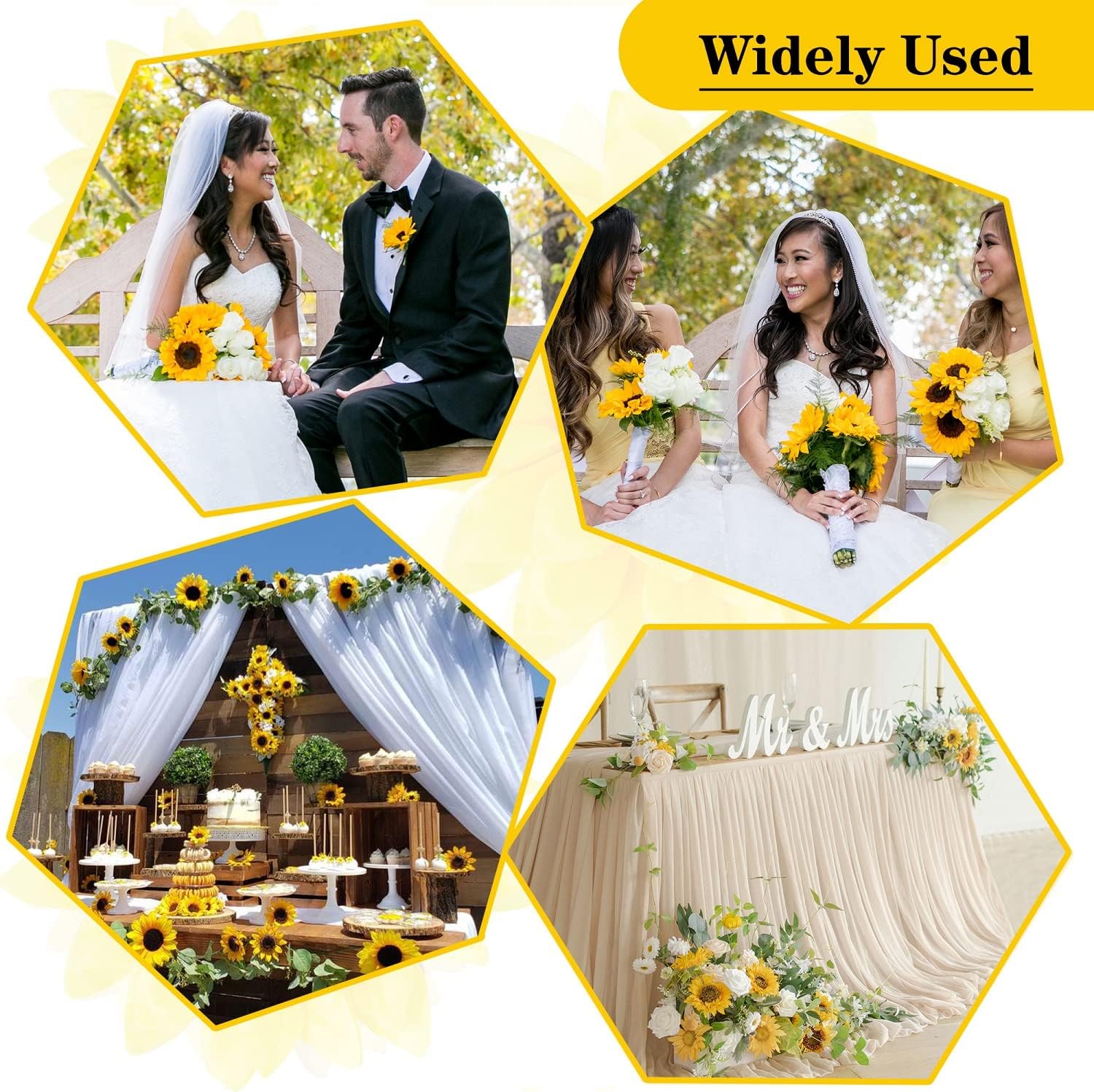 40pcs Fake Sunflower Heads with Stems for DIY Decor