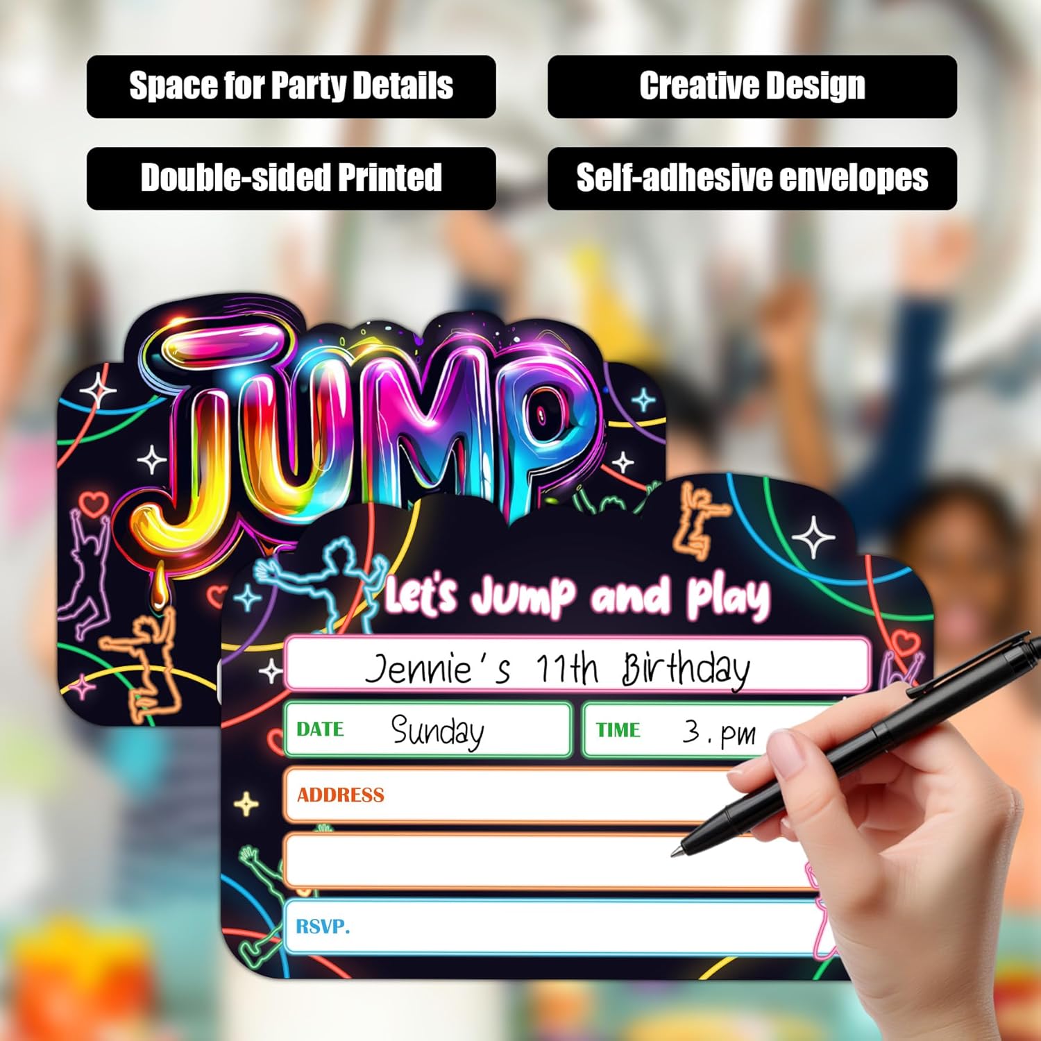 Lets Jump Birthday Invitations Set of 30 with Envelopes
