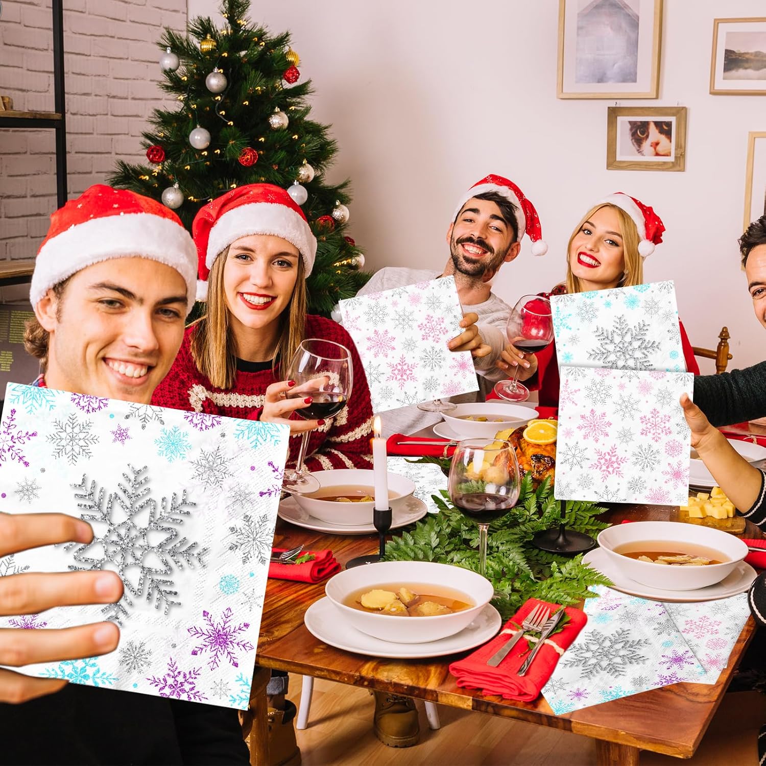 40pcs Winter Snowflake Napkins for Parties and Holidays