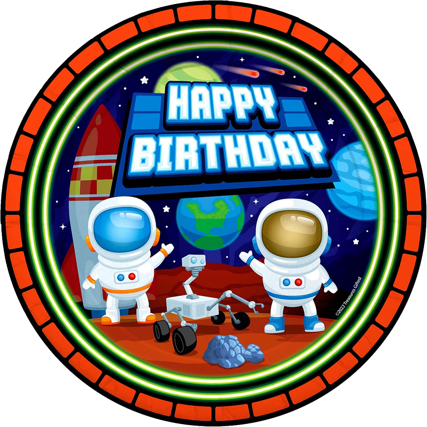 Treasures Gifted Astronaut Outer Space Plates 16ct