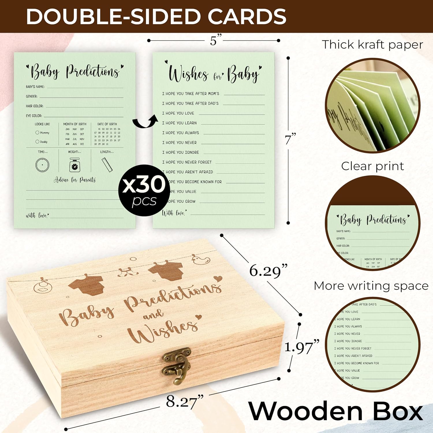 30 Piece Baby Prediction Cards for Baby Shower