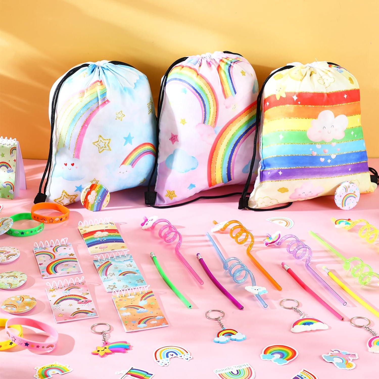 140 Pcs Rainbow Party Favors Set for Kids