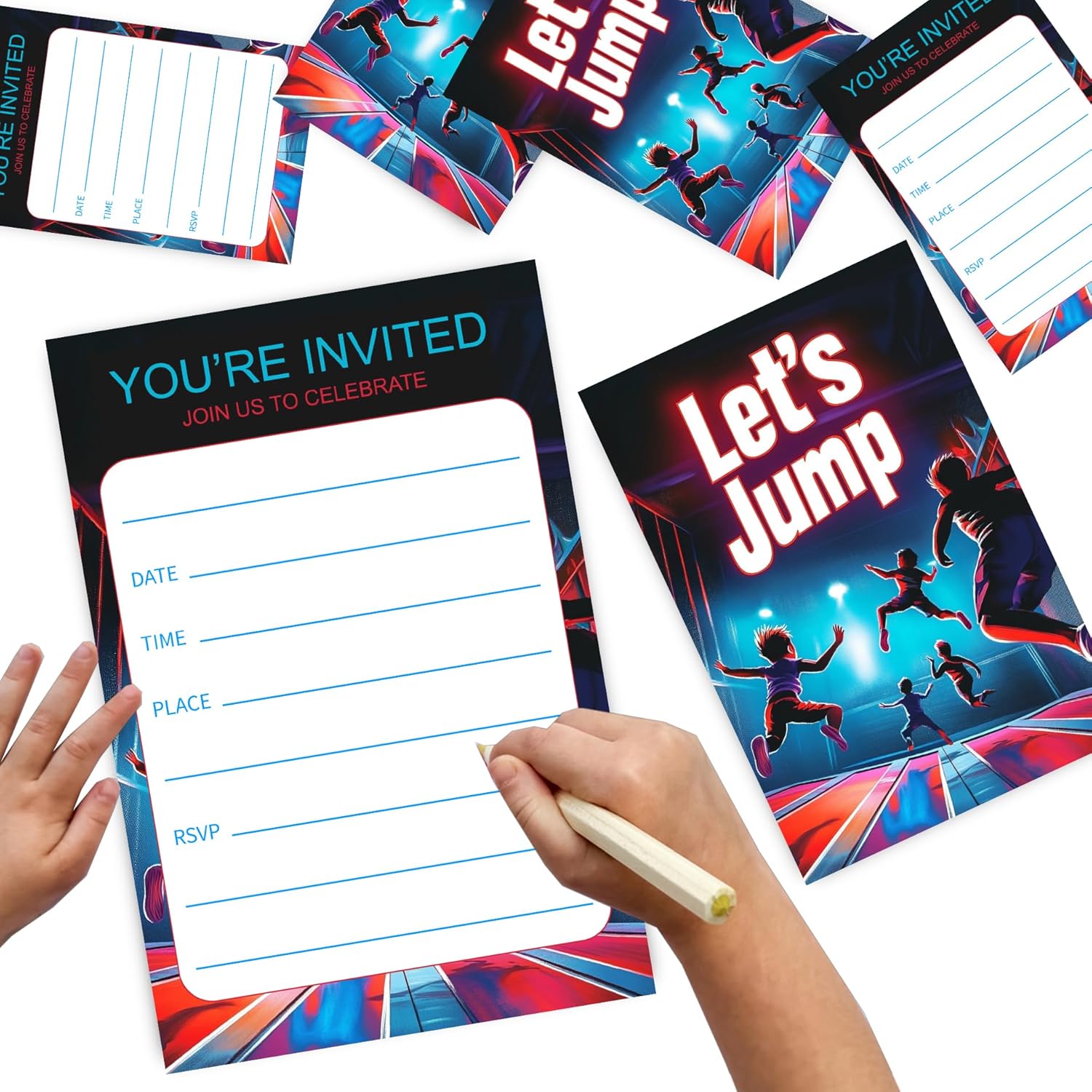 VIVORA Lets Jump Birthday Invites 30 Cards Envelopes