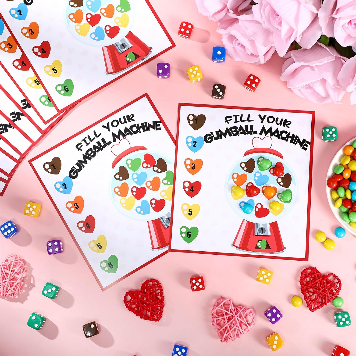 Wettarn Valentines Day Game Set with 30 Cards and Dice