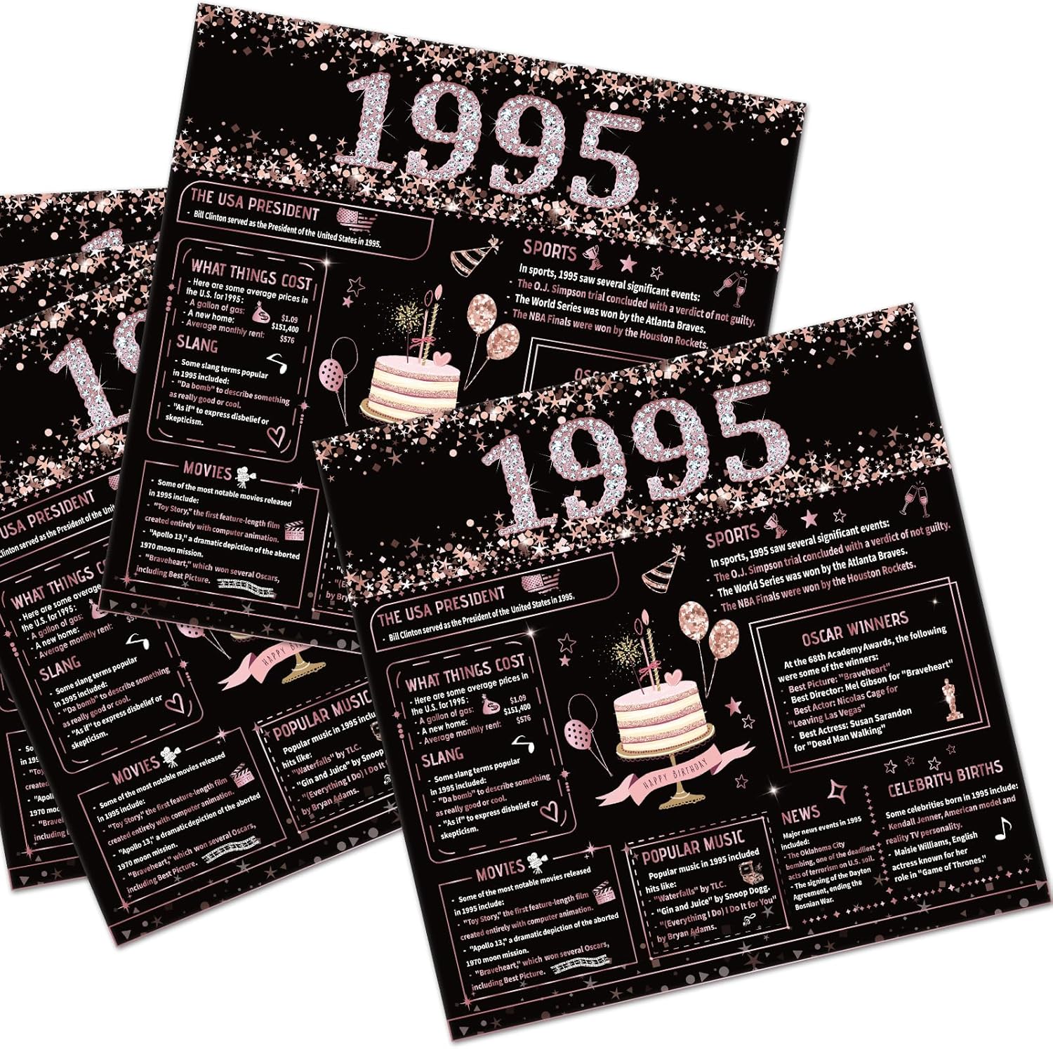 30th Birthday Napkins Set - 50 Pcs Black Rose Gold Design