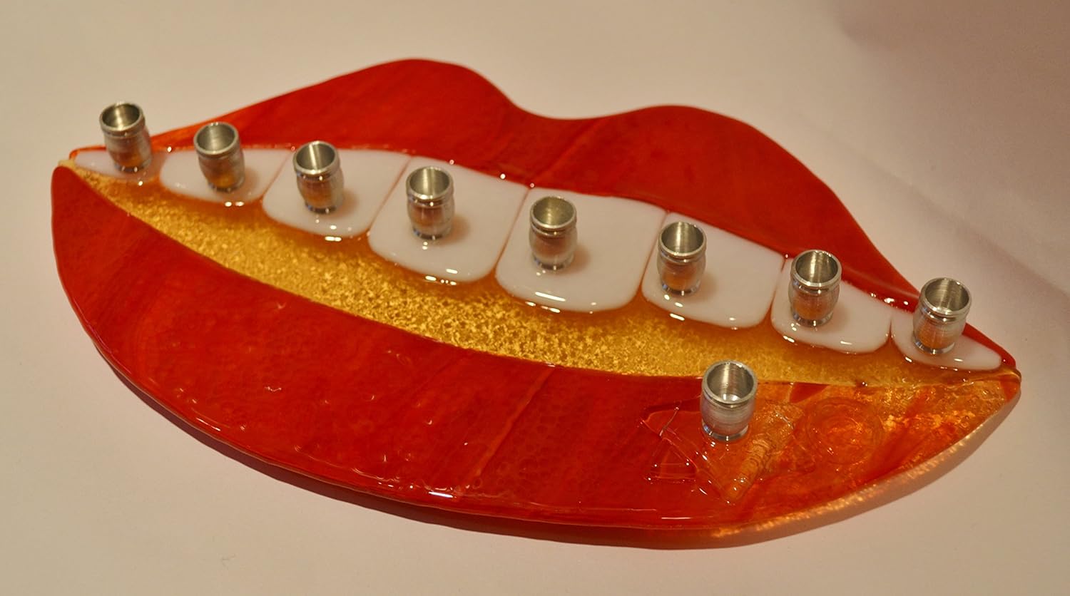 Big Smile Glass Menorah by YafitGlass 1