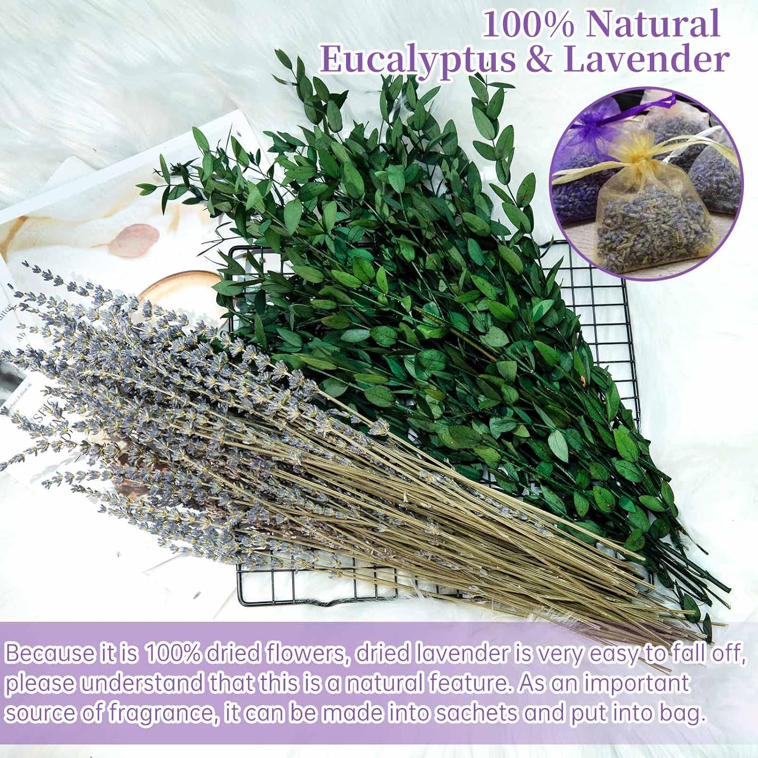 Dried Eucalyptus and Lavender Bundle for Bathroom Decor