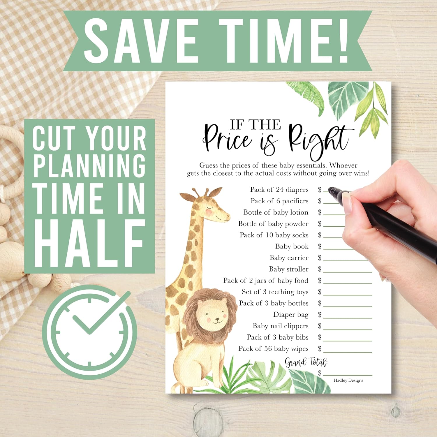 Hadley Designs 20 Safari Baby Shower Games - Gender Neutral