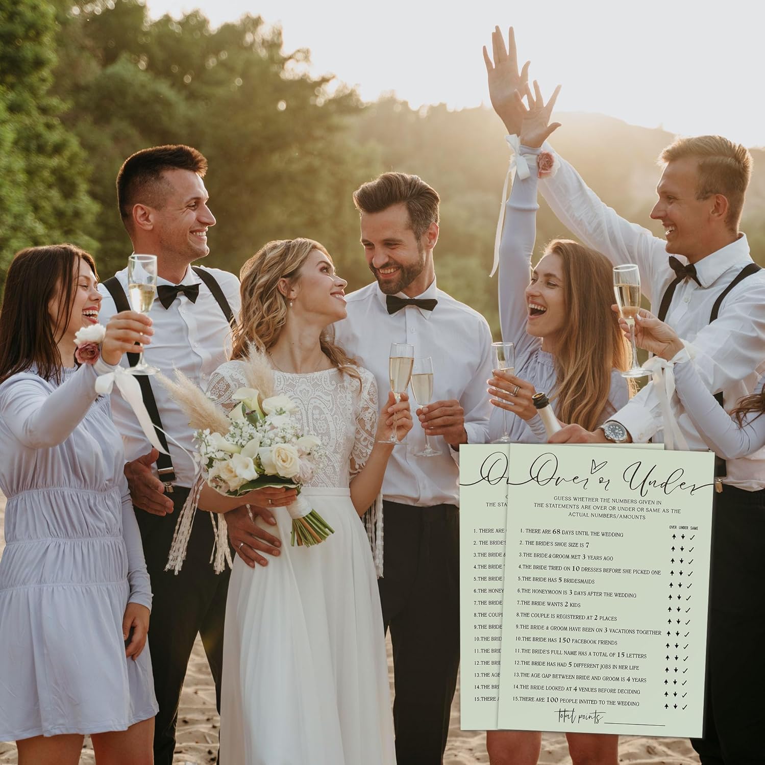 Bridal Shower Games Set of 25 Sage Green Cards