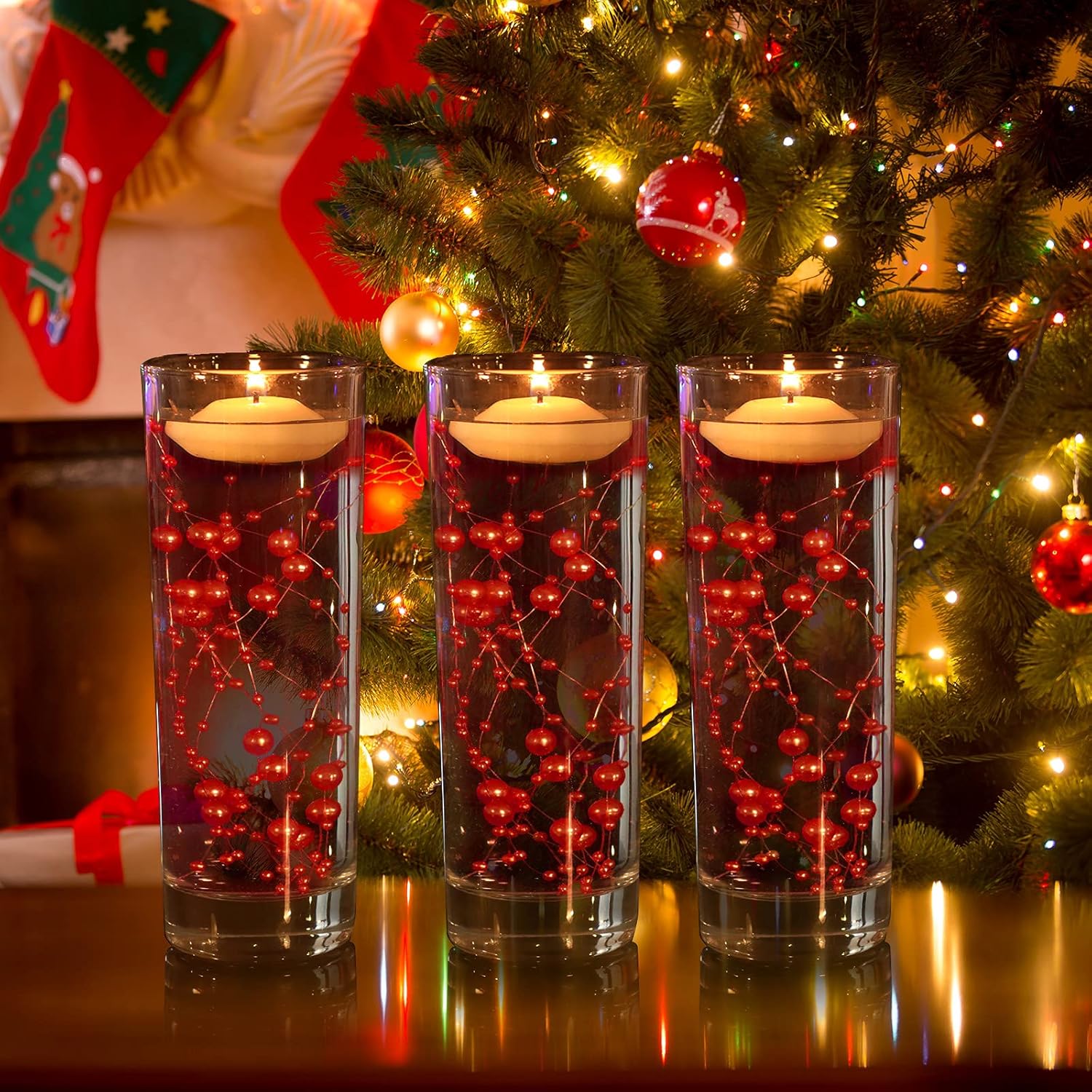 Nuanchu 50 Piece Artificial Pearl String for Candles