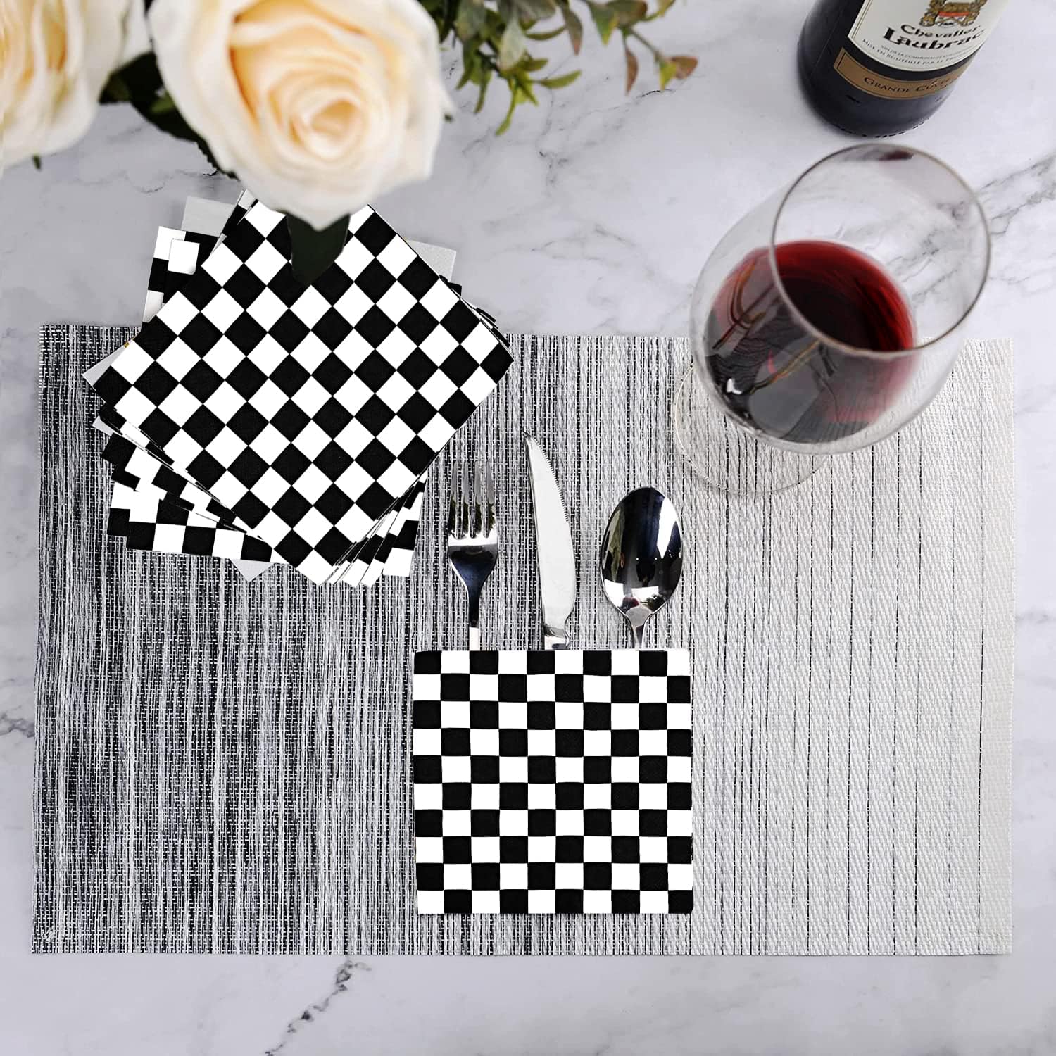 40Pcs Checkered Flag Napkins for Race Themed Party