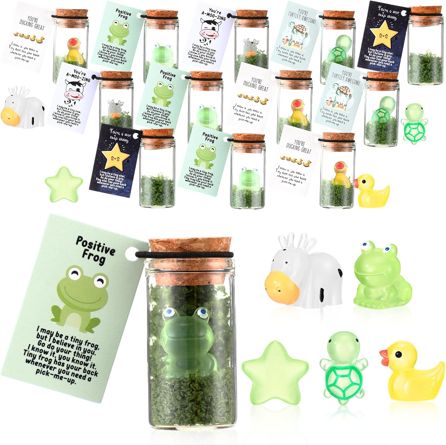 35 Sets Employee Appreciation Gift Bulk Luminous Resin Toys and Glass Bottles