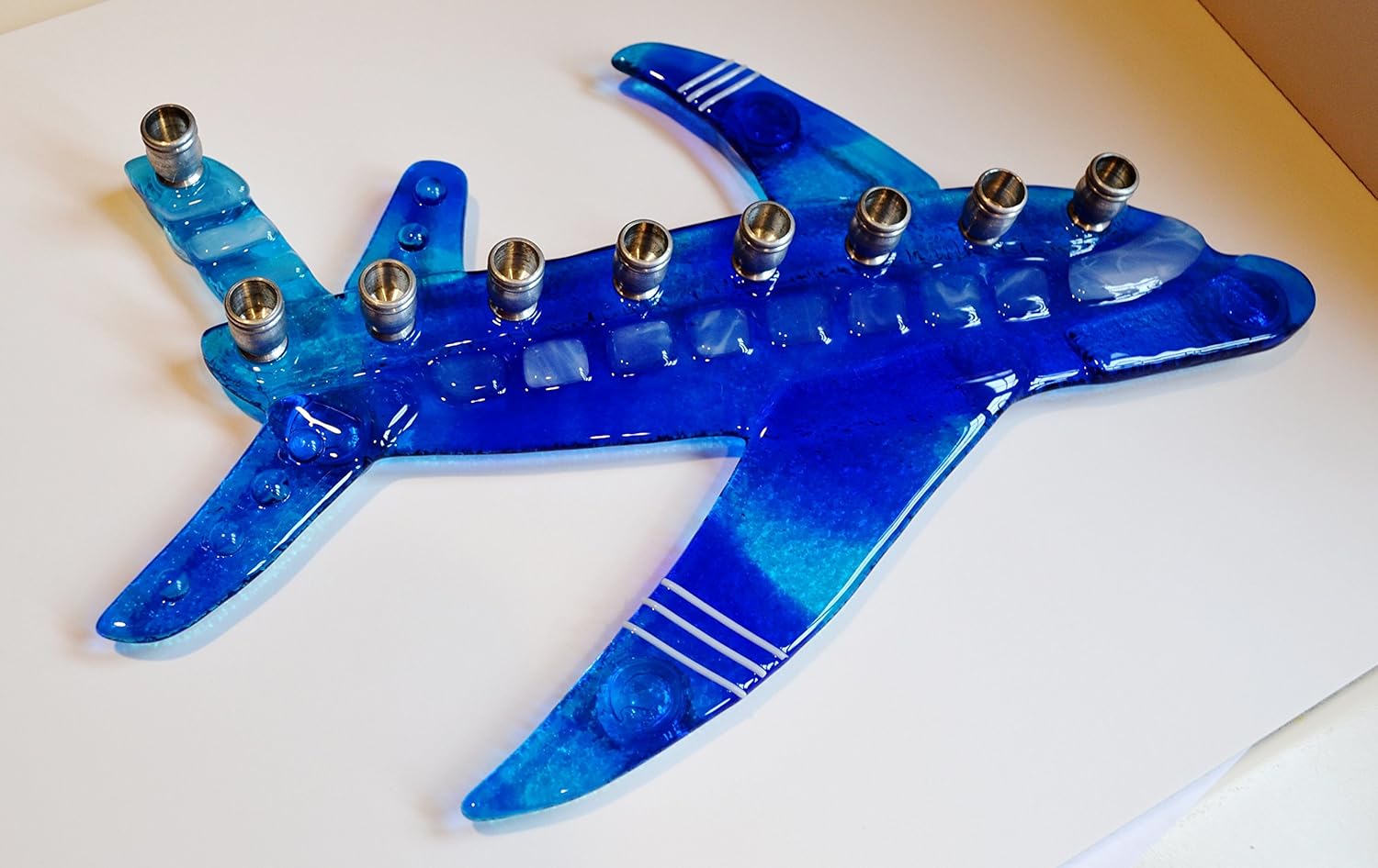 Handmade Airplane Glass Menorah by YafitGlass